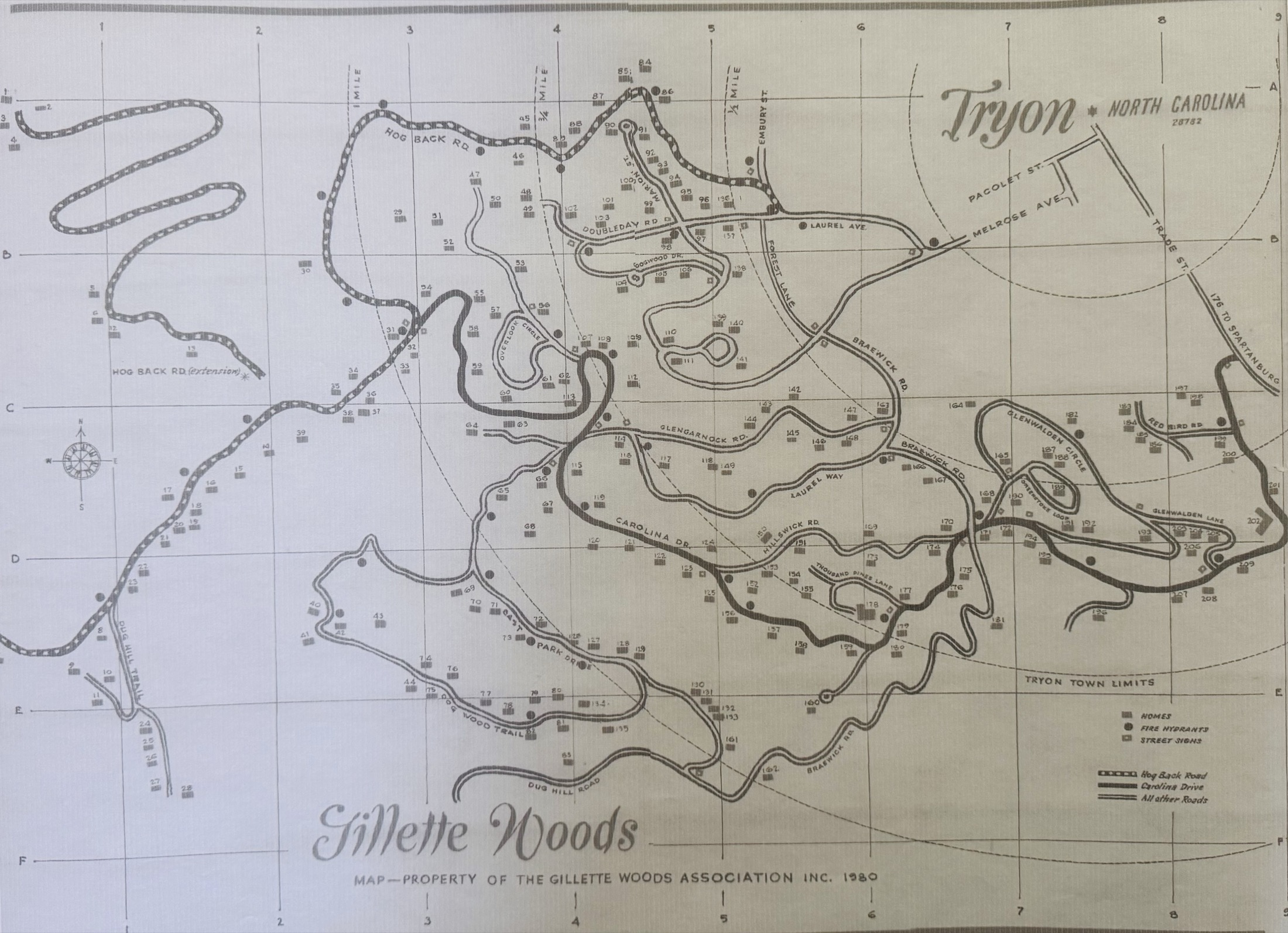 Gillette Woods trail map for kudzu reporting